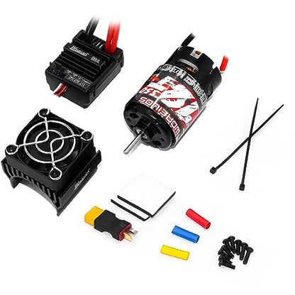 550 Brushed Motor 12T & 80A ESC Brushed Motor ESC & Heatsink Combo for 1/10 RC Truck Car Slash Arrma Granite Senton Typhon Redcat Axial HPI - size: 12T Motor&80A ESC&Heatsink Combo