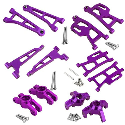 Aluminum Front Rear Swing Arm & Steering Knuckle C-Hub Kit Compatible with 1/14 MJX Hyper Go 14210 14209 H14BM RC Upgrade Parts (Purple) - color: Purple