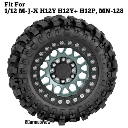 1.9 Beadlock Wheel & Tire Set, 88x36mm Rubber Crawler Tires Aluminum Alloy 1.9 Inch Beadlock Rims Compatible with 1/12 M-J-X H12Y H12Y+ H12P, MN-128 RC Climbing Car,Titanium w/Black - color: Titanium W/Black