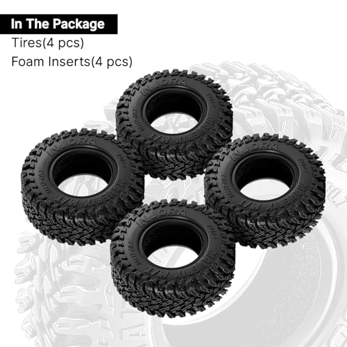 INJORA 34 * 12mm 0.7" MAVERIX M/T Tires for Axial SCX30 Upgrade, T7025