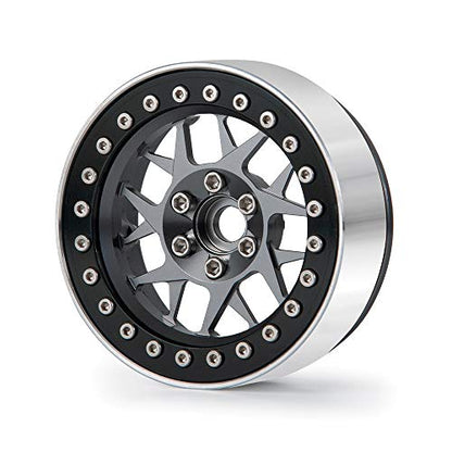 MORLORDY 4PCS RC 2.2 Beadlock Wheels Aluminum Alloy 2.2 inch Wheel Hubs Rims for 1/10 Scale RC Crawler Car SCX10 SCX10 II 90046 SCX10 III AXI03007 D90 TRX4 CC01 Upgrades - Black and Titanium - color: Black and Titanium