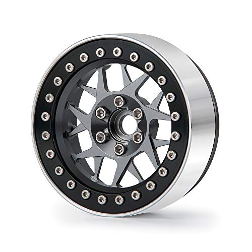 MORLORDY 4PCS RC 2.2 Beadlock Wheels Aluminum Alloy 2.2 inch Wheel Hubs Rims for 1/10 Scale RC Crawler Car SCX10 SCX10 II 90046 SCX10 III AXI03007 D90 TRX4 CC01 Upgrades - Black and Titanium - color: Black and Titanium