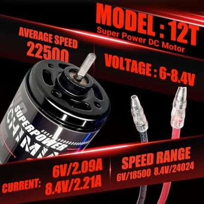 RS550 Brushed RC Motor for Traxxas Titan 12T 550 Motor Rustler Traxxis Stampede Arrma Gorgon Slash 2wd Motor Traxxas Stampede 1/10 Scale RC Truck Motor Upgrade Replacement Parts Rips(12T)