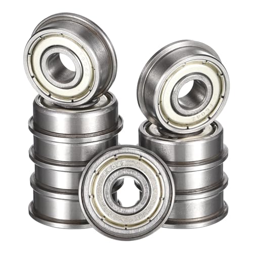 F604ZZ Flanged Ball Bearing, ID 4mm x OD 12mm x Width 4mm Miniature Bearings, Double Metal Shielded Deep Groove Bearings, Pre-Lubricated (GCr15) Chrome Steel 10pcs - size: F604ZZ 4mmx12mmx4mm