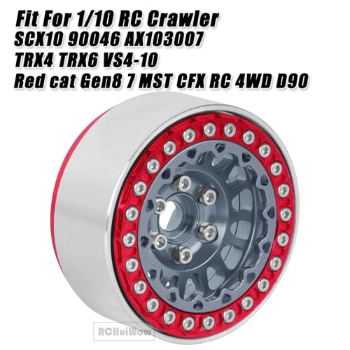 RC 1.9 Beadlock Wheels for 1/10 RC Crawler TRX4 TRX6 SCX10 90046 AX103007 VS4-10 MST CFX RC4WD D90 Red cat Gen8 7,Alloy Aluminium 1.9 rc Beadlock Rims 1.9 rc Wheels,4PCS,Titanium - color: Titanium(4pcs)