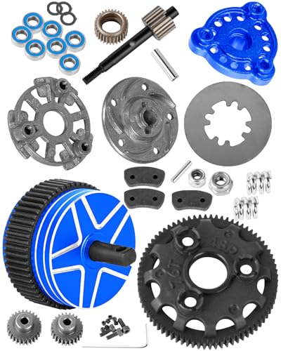 RC Gears Upgrades Part for 1/10 Slash/Stampede/Bandit/Rustler 2WD VXL,Diff Transmission Gear &48P 76T w/25T 27T Pinions &Pressure Plate &Slipper Clutch &Slipper Rebuild Kit Hops Up,Navy Blue - color: Navy Blue(1set)