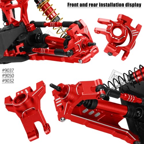 RC Upgrades Part for 1/10 Slash/Rustler/Stampede 4x4 VXL,Aluminum Caster Block,Steering Blocks,Rear Stub Axle Carriers,Steering Bellcranks Hop Ups,Red