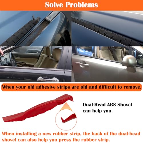5Pcs Car Weatherstrip Installation & Cleaning Tool Kit – 2 Microfiber Towels, Groove Brush, Dual-Head ABS Shovel & 90° Metal Hook for Trim Groove, Roof Seal & Sunroof Strip