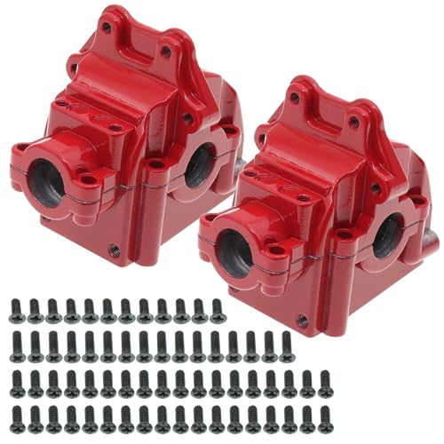 2PCS Metal Front and Rear Differential Gearboxes Housing Cover Compatible with WLtoys 1/14 144010 144001 144002 1/12 124016 124017 124018 124019 RC Car Upgrades Parts (Red) - color: Red