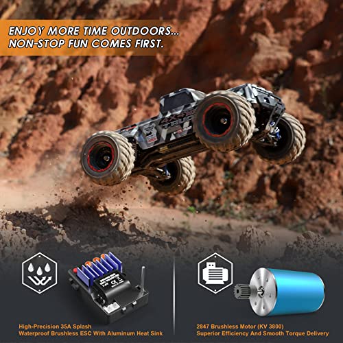 HAIBOXING 903A, 1/12 Scale Brushless RC Cars, 4X4 Off-Road RC Monster Truck | Full-Aluminum Oil-Filled Shocks, Fast Remote Control Car MAX 55KM/H Speed, All-Terrian for Hobby Enthusiast, Dual Batteries - color: 903a