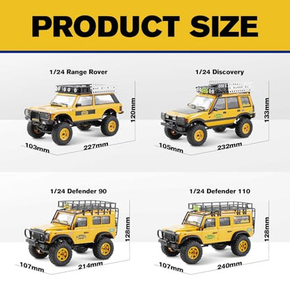 FMS 1/24 FCX24M RC Crawler RTR, Land Rover Series with Licensed, 1/24 RC Truck 4X4 Mini RC car with Lighting, 2.4Ghz Remote Control,Battery (Discovery)