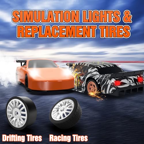 RC Drift car, 1/43 Mini Rc Drift car with Gyroscope, 2.4GHz Full Proportional Remote control Cars, 4WD High Speed Racing with Lights, Racing Tires, Model Cars Gift for Adults, Kids, Boys, Girls - color: Black