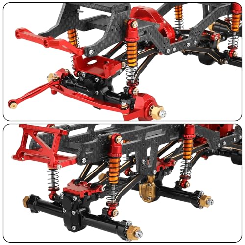 LCG 6x6 8×8 Carbon Fiber Chassis Frame with Metal Axles for 1/24 RC Crawler Car Axial SCX24 Refit Kit (6X6 red) - color: 6x6 Red