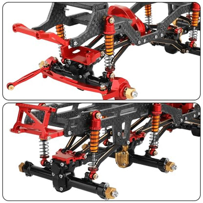 LCG 6x6 8×8 Carbon Fiber Chassis Frame with Metal Axles for 1/24 RC Crawler Car Axial SCX24 Refit Kit (6X6 red) - color: 6x6 Red