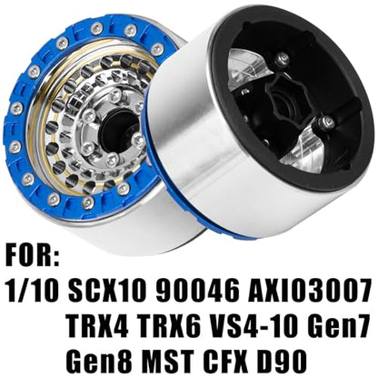 RC 1.9”Wheel Rims for 1/10 SCX10 90046 AXI03007 TRX4 TRX6 VS4-10 Gen7 Gen8 MST CFX D90 RC Crawler,1.9 Beadlock Super Heavy Brass & Aluminum Deep Dish Wheel Rims(4PCS) Silver - color: Titanium/4pcs
