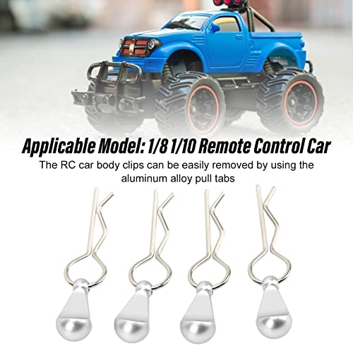 4Pcs RC Car Body Clips with Pull Tabs, Stainless Steel Universal Car Clips for 1 8 1 10 Remote Control Car Upgrade Parts (Silver) - color: Silver