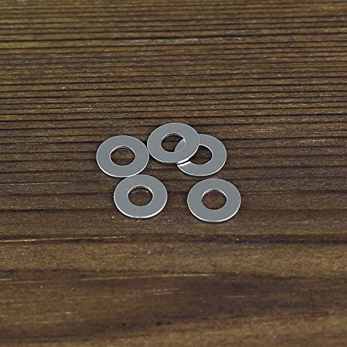 HELIFOUNER 500 Pieces M3 Flat Washers, 304 Stainless Steel, Inner Diameter 3mm, Outer Diameter 7mm, Thickness 0.5mm, Fender Washers, Metal Washers for Screws Bolts - size: M3