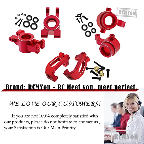 RC Alloy Caster Block & Steering Blocks & Rear Stub Axle Carriers Upgrades Part for 1/8 Sledge 4WD, Hops up for Sledge 4WD Monster Truck #95076-4,Replace #9537,#9532,#9552,Red - color: Red