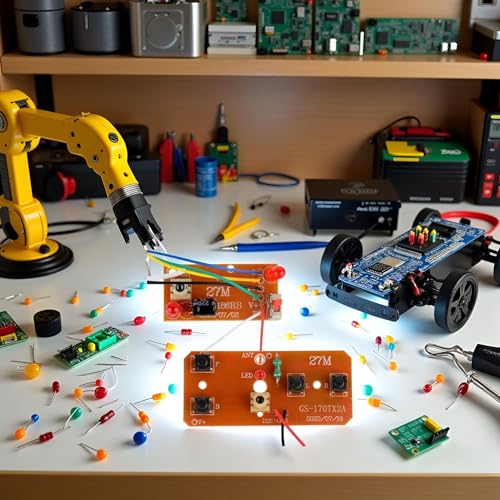 2Pcs 27mhz Four-Way Remote Control Board Two-Way RC Transmitter and Receiver Toy Car Robot Model Accessories,DIY Toys Projects Four-Way Remote Control Remote and App Controlled Vehicles Accessories