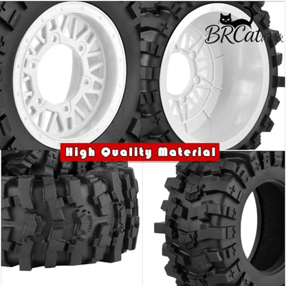 12/14/17mm Hex Hubs RC Truck Tires and Wheels for Slash 2WD 4X4,Arrm a Senton,Axia1,Rc 4wd,Red cat RC Truck,BRCatWPark RC Short Course Truck Wheels and Tires w/Sponge,(4Pcs) White - color: White - (12/14/17mm Hex)