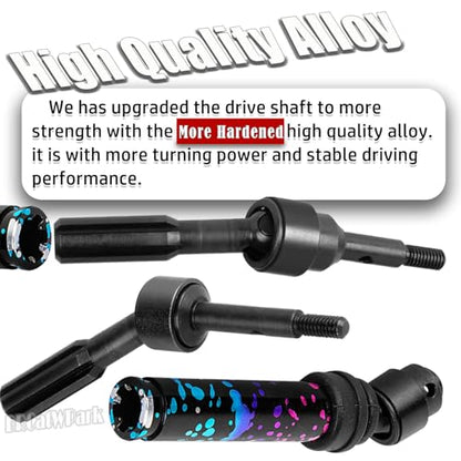 Drive Shaft Axles Upgrades Part for 1/10 Slash VXL 4X4 4WD Rustler VXL 4X4 4WD Stampede VXL 4X4 4WD,RC Steel #45 Front & Rear 4Pcs Driveshafts CVD w/Hex Hops Up,Colorful(Pink Blue Tone) - color: Colorful(pink Blue Tone) - (Axles)