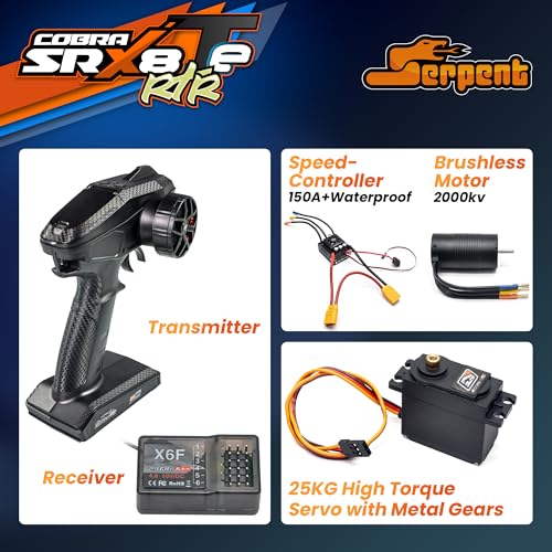 Serpent New Version 1/8 Off-Road Truggy-e RTR, High Speed, Long Life | High-Performance Electric Truggy Kit, Battery and Charger Excluded (Orange) - color: Orange