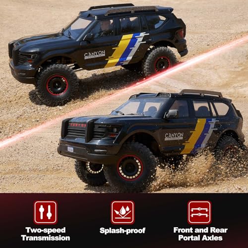 FMS 1/10 Canyon S RC Crawler, FCX10 RC Rock Crawler with Lighting, Hobby Grade Offroad RC Car for Adults, RS Need to Complete