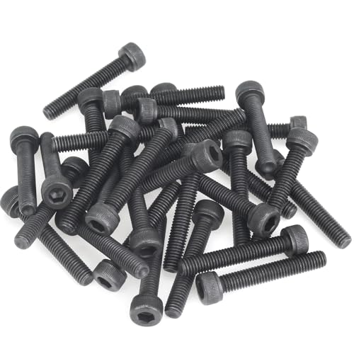 55 Pieces M5 x 30mm Socket Head Cap Screws, Thread Pitch 0.8mm, Sutemribor M5 Black Screws, 12.9 Grade Alloy Steel, Black Oxide Finish, Fully Threaded - size: M5 x 30mm, style: Socket Head