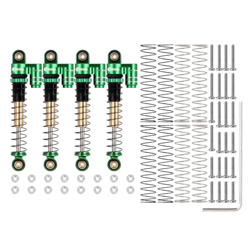 INJORA 43mm Aluminum Threaded Double Barrel Shocks for Axial SCX24（Green） - color: Green