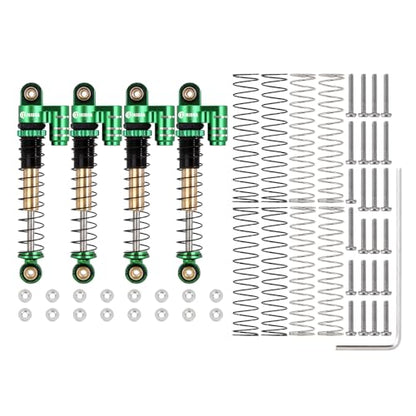 INJORA 43mm Aluminum Threaded Double Barrel Shocks for Axial SCX24（Green） - color: Green