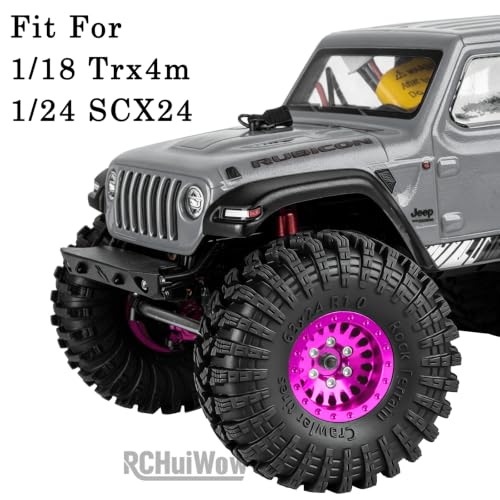 1.0" Metal Beadlock Wheel Rims Rubber Crawler Tires, Alloy Wheel Hub Off Road Rubber Soft Tire Replacement Accessories for 1/18 TRX4M 1/24 SCX24 FCX24 Mini RC Crawler Car Hop Up Parts,Style 3 - style: style3(4pcs)