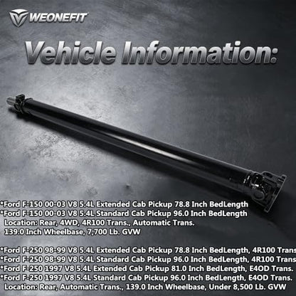 Rear Drive Shaft Prop Shaft Assembly 62.01 Inch Steel, Replacement for 2000-2003 Ford F-150 & 1997-1999 Ford F-250 4WD Automatic, Replace OE# 976-156 F65Z4602KA F75Z4602A - size: 976-156