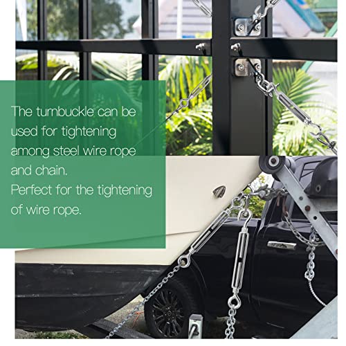 6PCS M10 Hook & Hook Turnbuckle 304 Stainless Steel Turnbuckle Wire Rope Tension Heavy Duty Turnbuckles for Cable Railing Wire Rope Hardware Kit (M10, Hook & Hook) - style: Hook & Hook-M-10