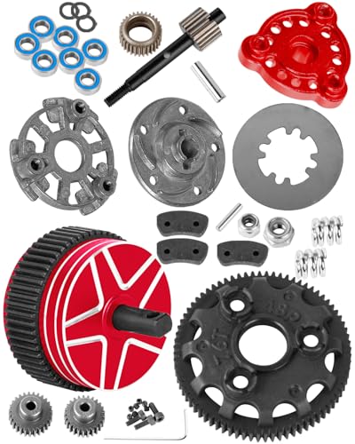 RC Gears Upgrades Part for 1/10 Slash/Stampede/Bandit/Rustler 2WD VXL,Diff Transmission Gear &48P 76T w/25T 27T Pinions &Pressure Plate &Slipper Clutch &Slipper Rebuild Kit Hops Up,Red - color: Red(1set)
