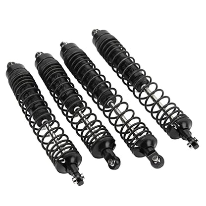 1/10 RC Shock Absorbers 150mm 135mm Aluminum Alloy 4mm Shaft 4-Piece Set, Adjustable Threaded Preload for Axial Ryft 4WD, OilFilled CoilOver Damping for Rock Crawling (Black) - color: Black