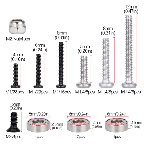 100PCS Screw Box Kit,SCX30 Stainless Steel Screws Nut Set Tools for Axial 1/30 SCX30 RC Car Accessories