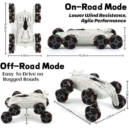 Funbud 8 Wheels Gesture Sensing RC Stunt Car for Kids - Birthday Gifts for 6 7 8 9 10 11 12+ Years Old, Remote Control Off-Road Vehicle, 360 Degree Flips & Lights & Spray, Fun Toys for Boys Age 6-12