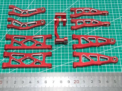 Upgrade Aluminum Front Rear Armss Compatible with 1/18 Armass Granite Grom Mega 380 Brushed 4x4 Monster Truck RTR Alloy Front Rear Suspension Hops Up（Red）
