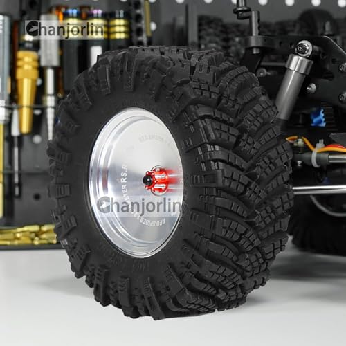 1.9 RC Tires OD 98mm 1/10 Rubber All Terrain Mud Crawler Tyres with Foam for 1:10 Rock Crawler Car Axial SCX10 SCX10 III AXI03007 D90 TF2 MST Tamiya RR10 Beadlock Wheels Hubs 4PCS