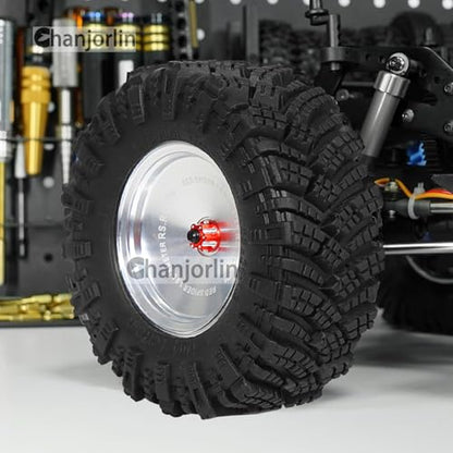 1.9 RC Tires OD 98mm 1/10 Rubber All Terrain Mud Crawler Tyres with Foam for 1:10 Rock Crawler Car Axial SCX10 SCX10 III AXI03007 D90 TF2 MST Tamiya RR10 Beadlock Wheels Hubs 4PCS