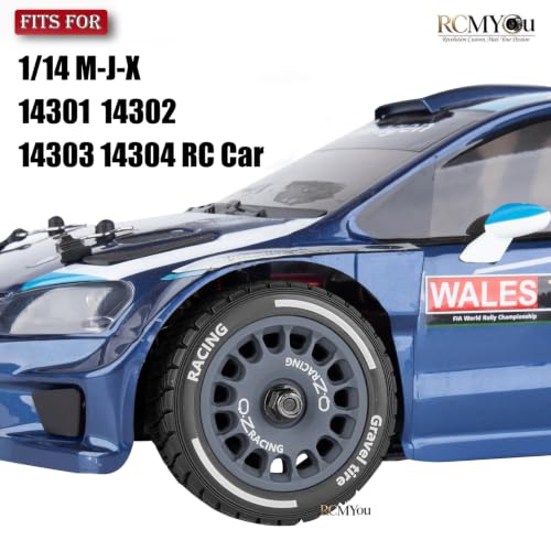 RC Highway Wheels and Tires Set w/Plastic Wheels Rim for 1/14 M-J-X14301 14302 14303 14304 RC Car,RC Tire Highway Tires Soft Tire,(4PCS) RC Vehicle Wheel,Scale On/Off Road Wheel,Titanium - color: Titanium(rc Wheels Tires)