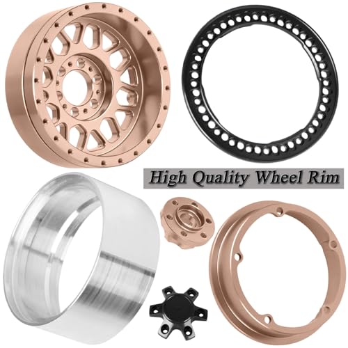 2.2 RC Wheels for 1/10 SCX10 90046 AXI03007 TRX4 TRX6 VS4-10 Gen7 Gen8 MST CFX D90,Aluminium RC Truck Tires Highway Tires 2.2" RC Wheels 2.2 Beadlock Wheel Rim RC Tires (135 * 55MM),Bronze - color: Bronze/4pcs