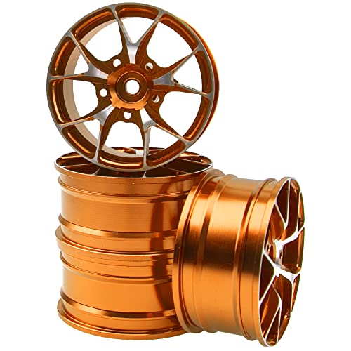 ShareGoo Metal Wheel Rims RC 12mm Hex Hubs 1/10 RC Drift On-Road Racing Touring Wheel Rim Compatible with HSP Tamiya Kyosho RedCat Sakura WLtoys Universal 1/10 RC Scales (Golden) - color: Golden