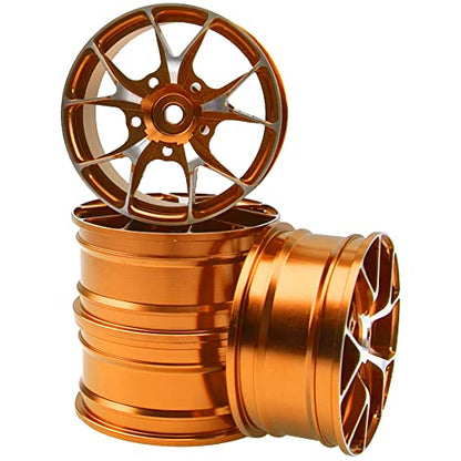 ShareGoo Metal Wheel Rims RC 12mm Hex Hubs 1/10 RC Drift On-Road Racing Touring Wheel Rim Compatible with HSP Tamiya Kyosho RedCat Sakura WLtoys Universal 1/10 RC Scales (Golden) - color: Golden