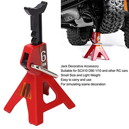 VGEBY RC Jack Stand, Adjustable Height Simulation Decorative Accessory Mini Lifting Jack for SCX10 D90 1/10 RC Car (Red)