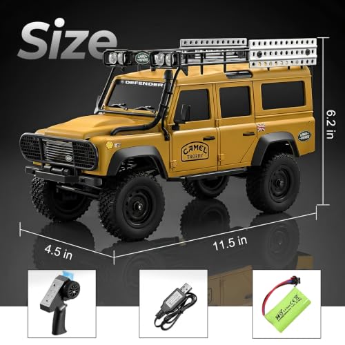 1/18 Scale RC Rock Crawler, MN-111C Land Rover RC Car Models, 4WD Off-Road RC Truck RTR W/ 2.4G Remote RC Vehicles for Adults Hobby Toys Gifts (Yellow) - color: Yellow