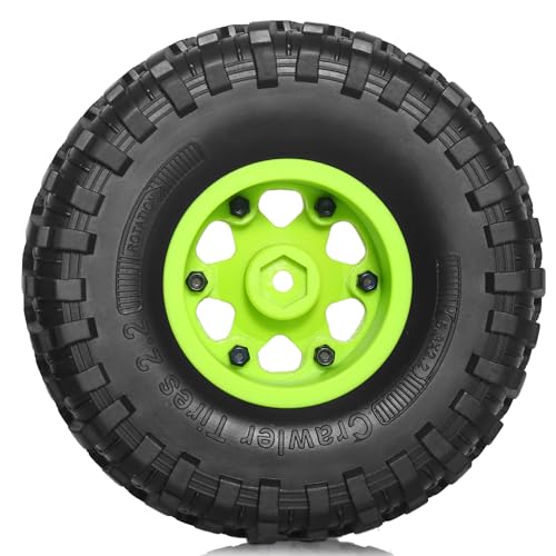 REDSPIDER 2.2 Beadlock Wheels and Tires（4pcs）Plastic wheels with lightweight design，All terrain tires.for 1:10 RC Axial SCX10 Canyon Trail 105Rims TRX4 TRX6(Green)