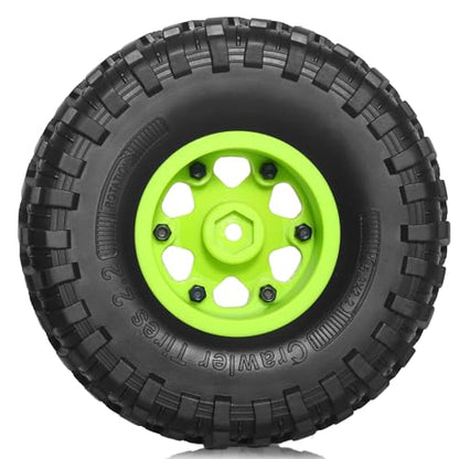 REDSPIDER 2.2 Beadlock Wheels and Tires（4pcs）Plastic wheels with lightweight design，All terrain tires.for 1:10 RC Axial SCX10 Canyon Trail 105Rims TRX4 TRX6(Green)