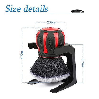 AUCELI Car Detailing Brush, Ultra Soft Auto Interior Dusting Brush with Storage Rack, Car XL Synthetic Brush Cleaning Tool, Universal Covers Large Area Inside or Outside Vehicles (Red/Style B) - color: Red