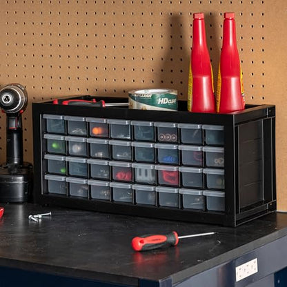 IRIS USA 32-Drawer Tool Organizer, Nuts & Bolts, Small Parts, Black | Wall mountable, Stackable, Hardware, Electronics, Teacher Toolbox, Small Parts, Nuts & Bolts, Screws - color: Black, size: 32 Drawer